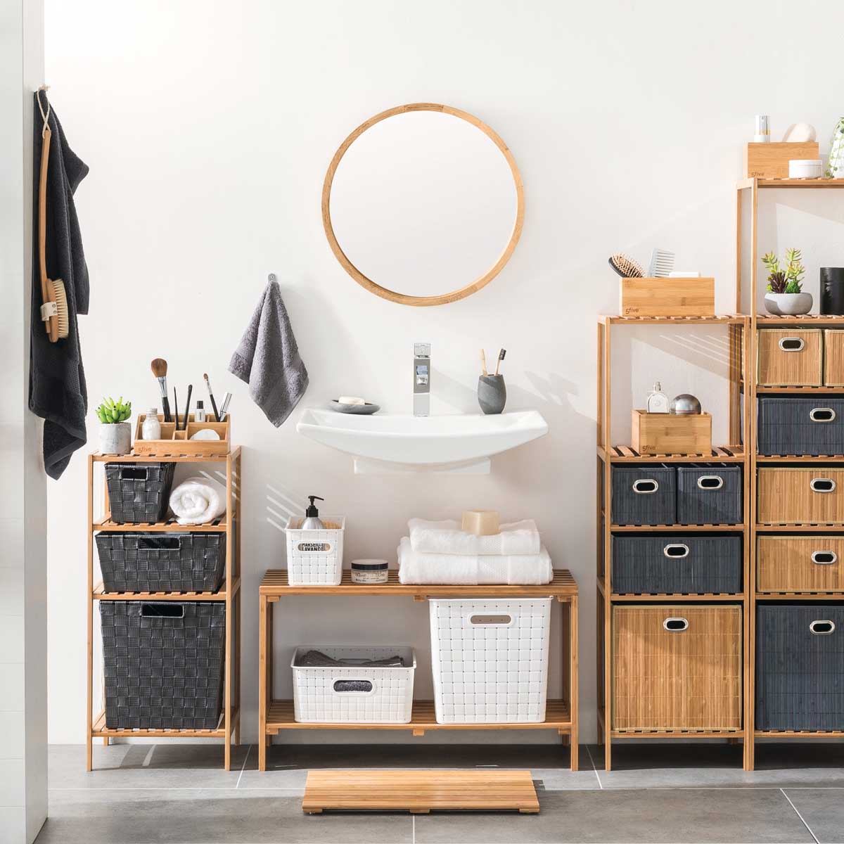 Estante WC Natural Em Bambu 77,5cm