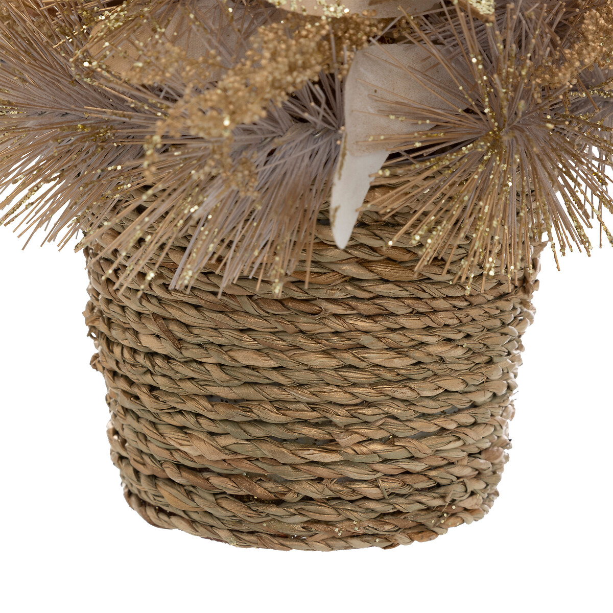 Maceta con flores y bolas de Navidad 19cm 