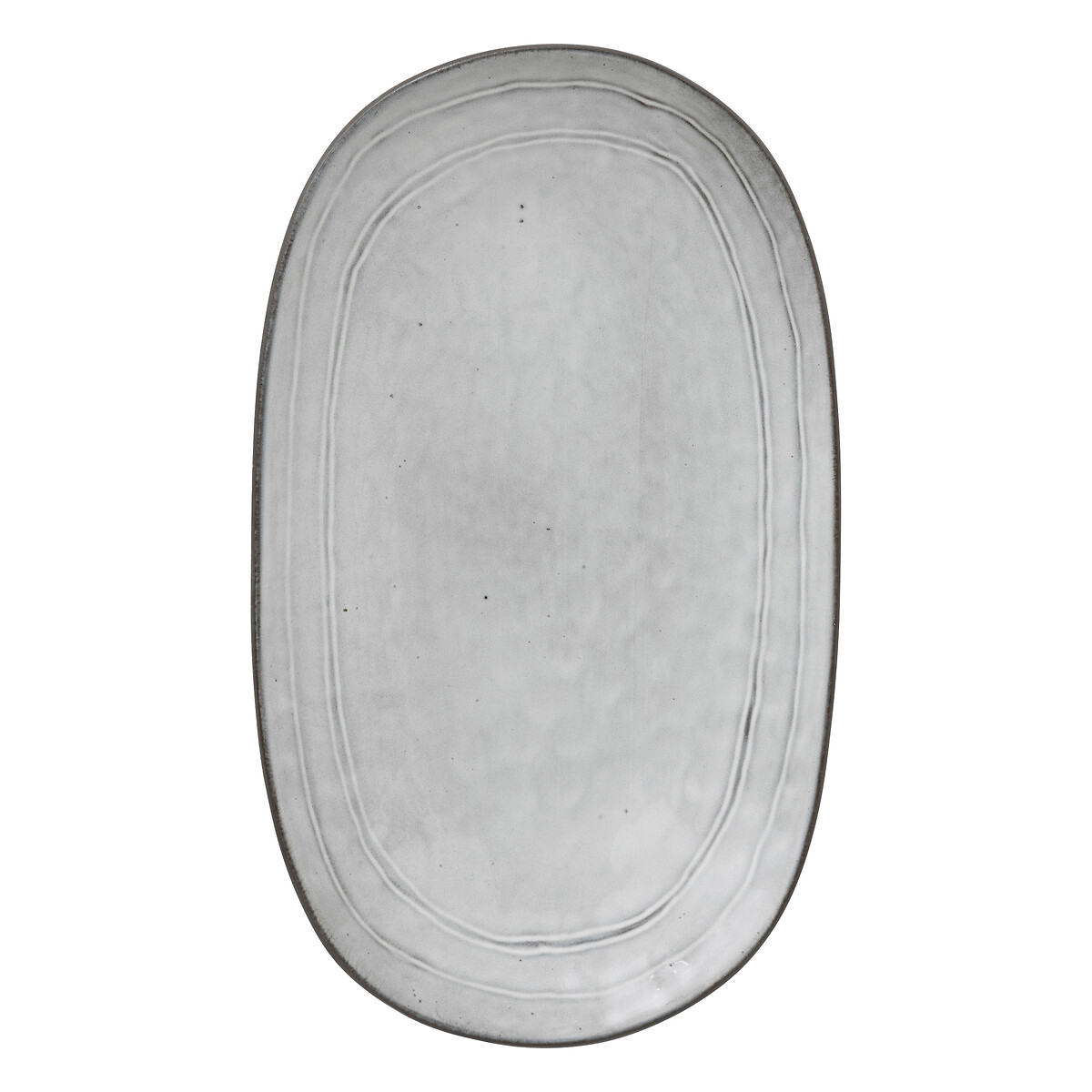 Fuente ovalada FLOWER gris 21x37cm