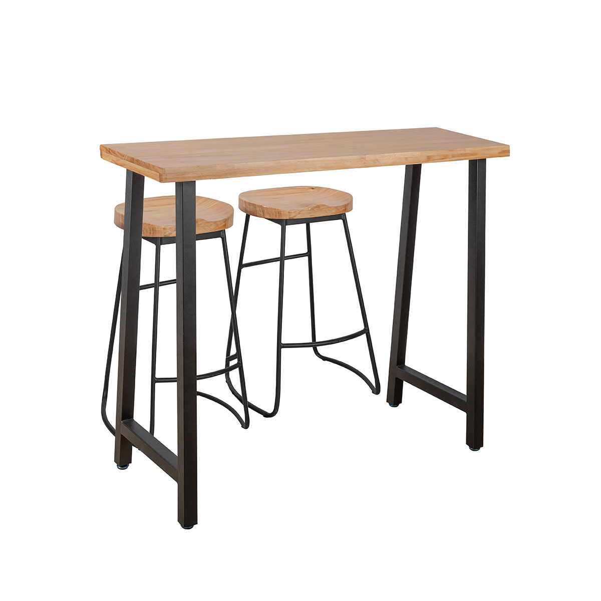 Conjunto De Bar Hazel Mesa E 2 Bancos Em Madeira E Metal