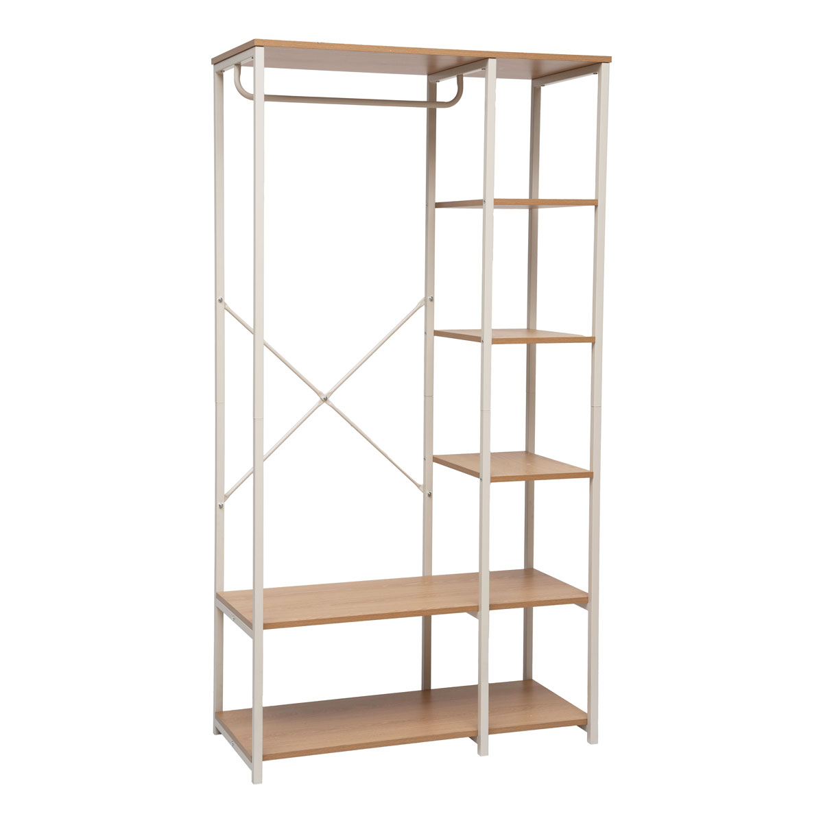 Armario de metal beige con estantes