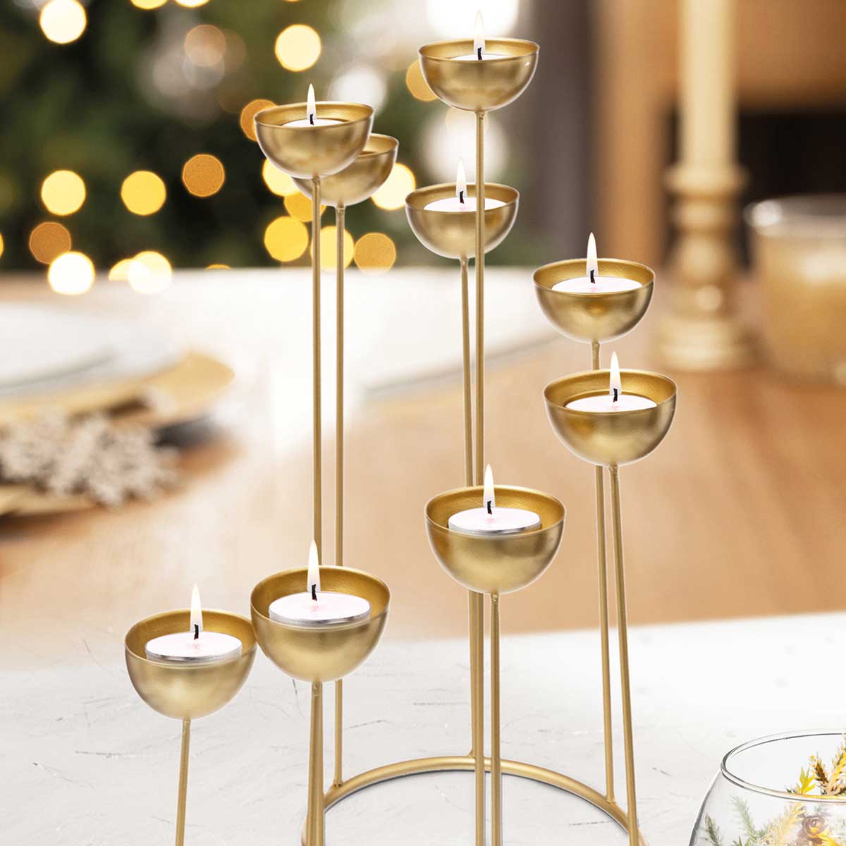 Portavelas Espiral Dorado De Metal