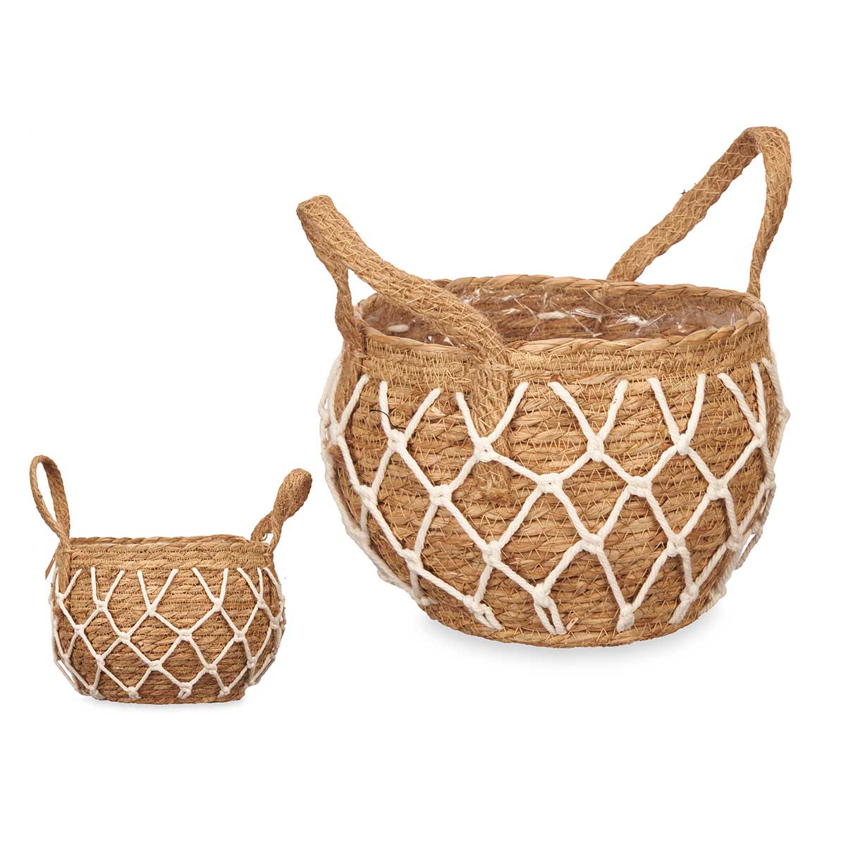 Cesta Redonda De Rafia Beige 20cm
