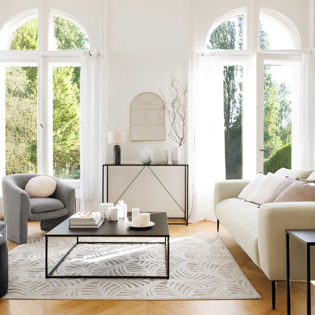 Mesa De Centro Negra De Metal 100x100x36Cm