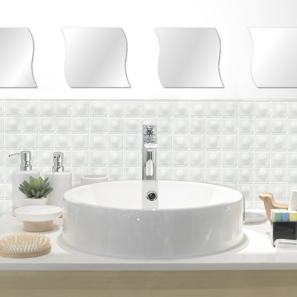 Conjunto De 4 Espelhos Adesivos Ondulados