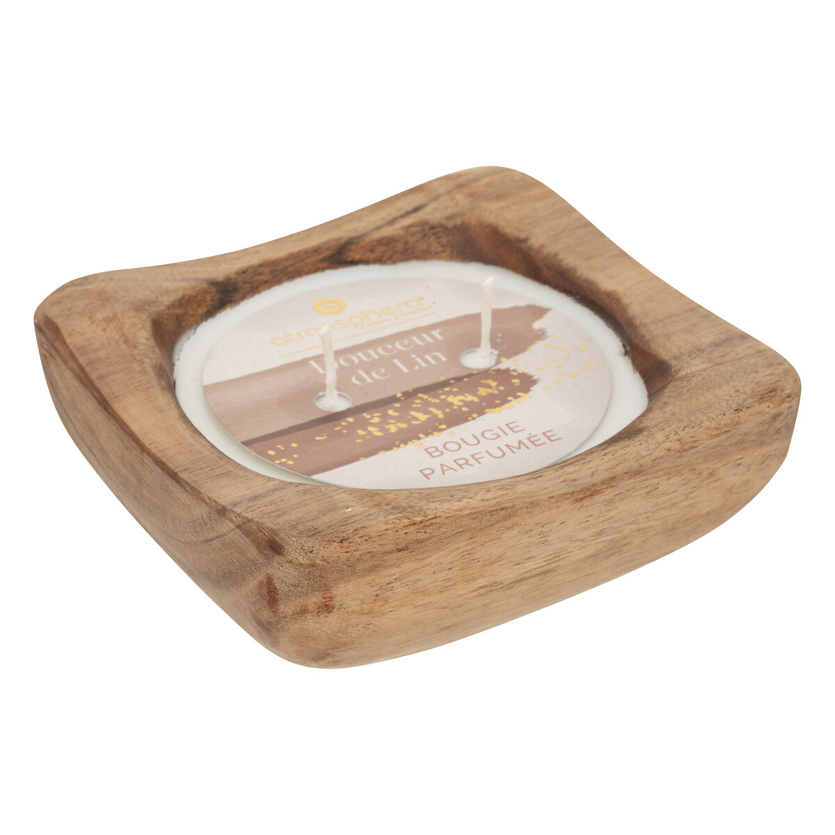 Vela Perfumada Linho Com Casti&ccedil;al Em Madeira Mango Paola 150g