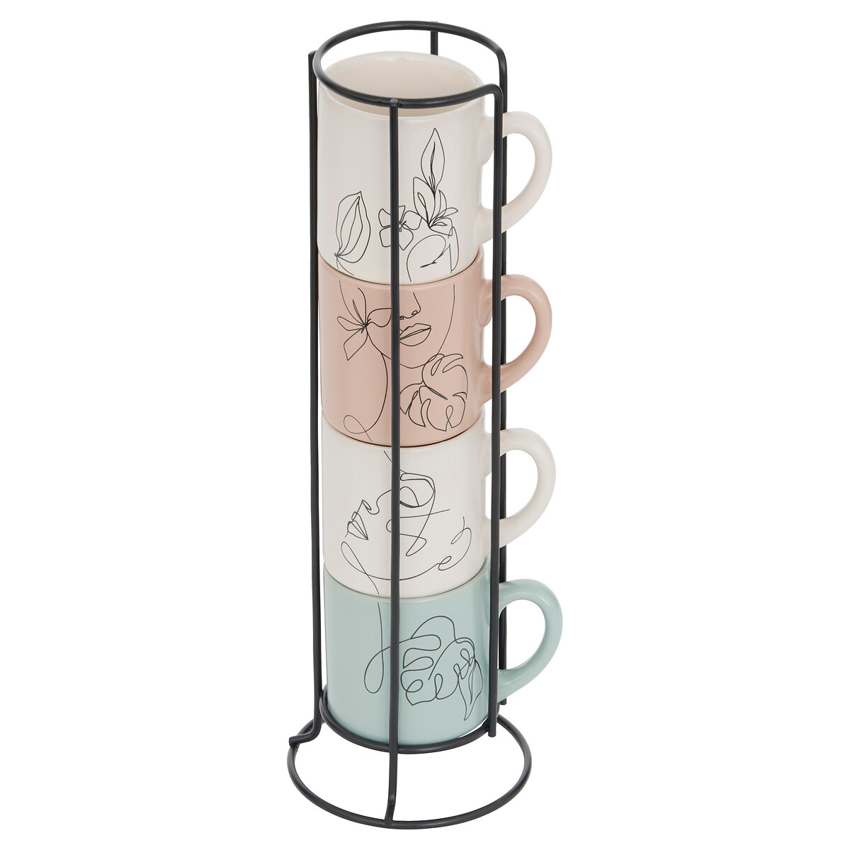 Set de 4 tazas con soporte VISAGE 12cl