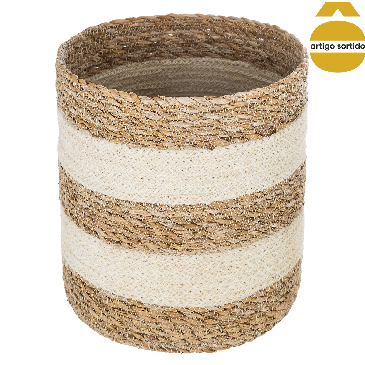 Cesto Seagrass Blanco Natural 24x24Cm