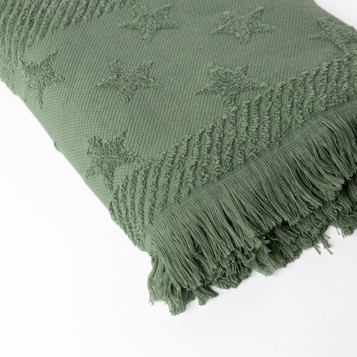 Toalla de ba&ntilde;o verde con estrellas 70x140cm