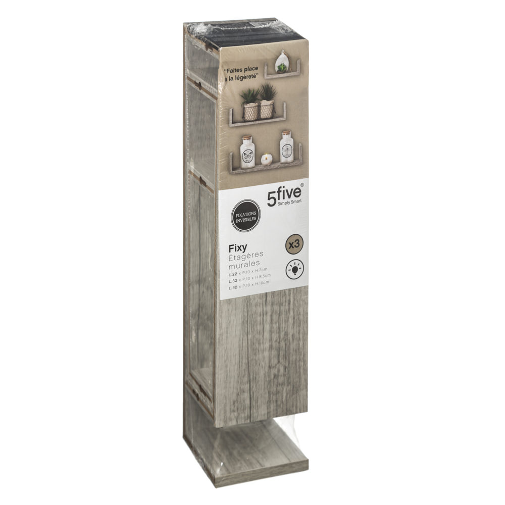 Juego De 3 Estantes Kit Deco Mdf Roble