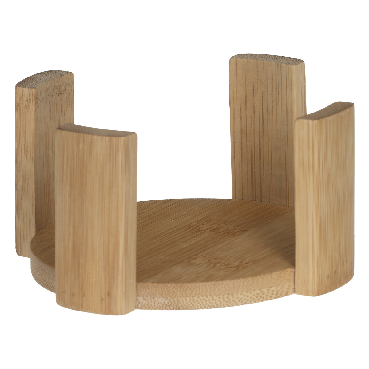 Set 6 Posavasos Bambú Con Soporte 10Cm