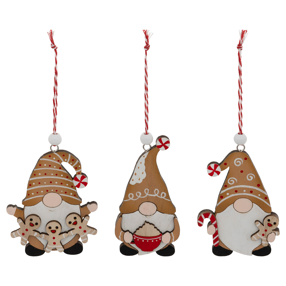 Set De 3 Adorno navide&ntilde;os Gnomo 10cm 