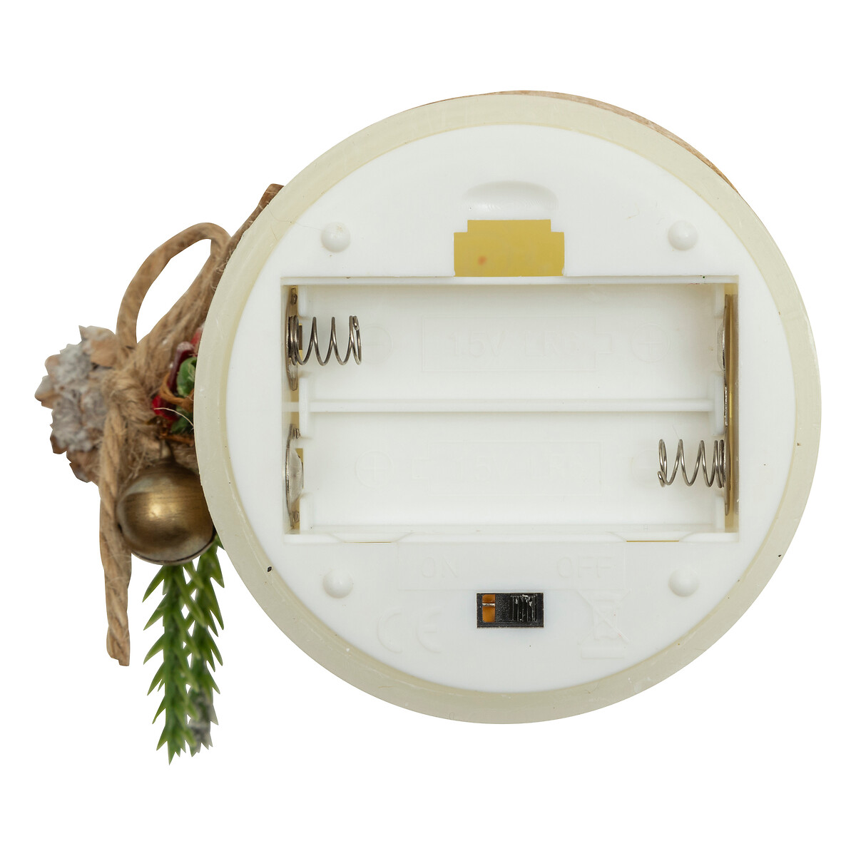 Vela con piñas y bayas blanca 12,5cm 