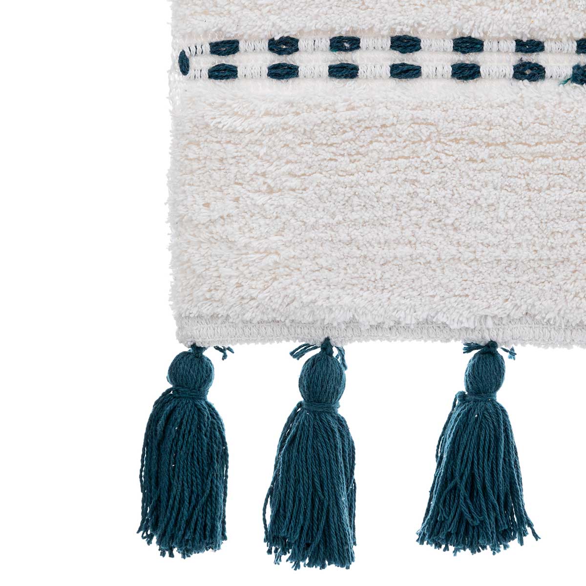 Alfombra de Baño Azul Petróleo Con Pompones 50x75c