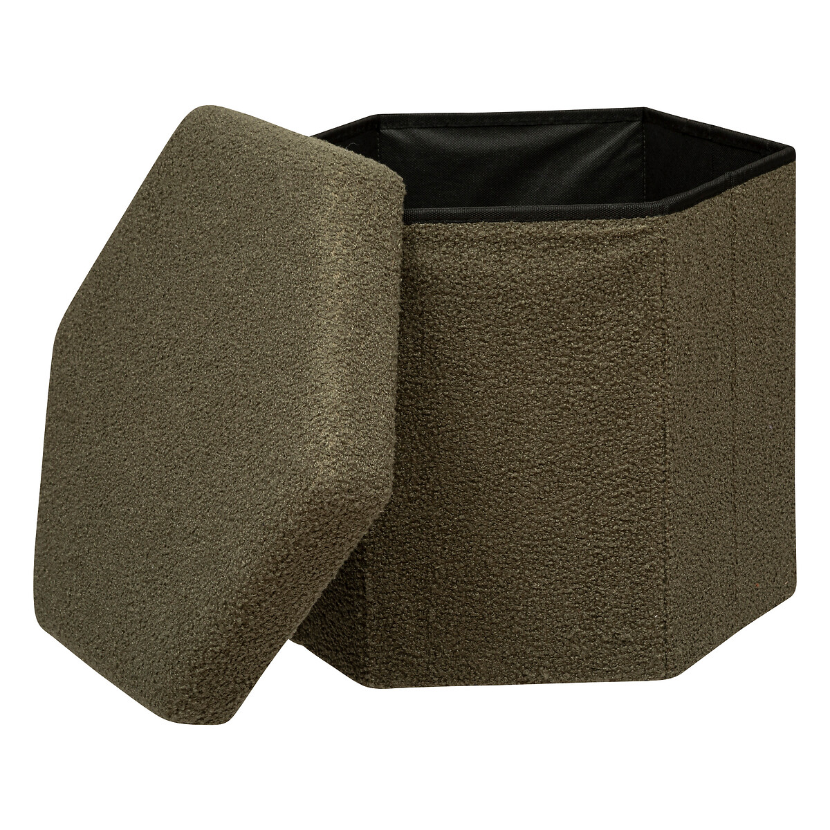 Puf JAIKO boucl&eacute; verde caqui