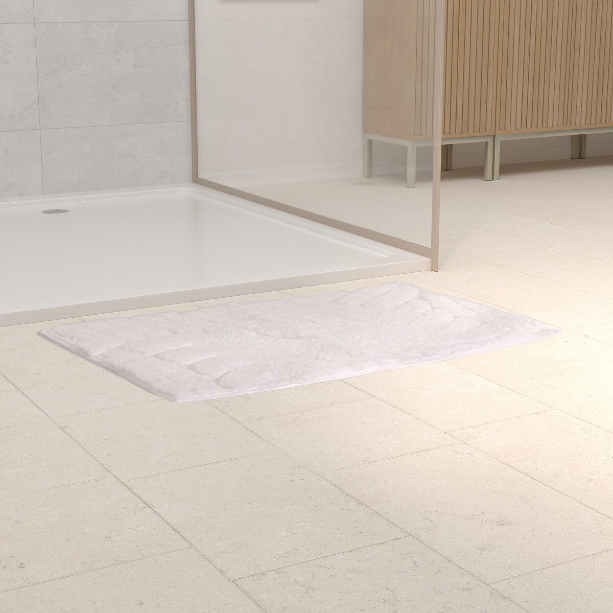 Alfombra de ba&ntilde;o blanco CLOUDY 50x75cm 
