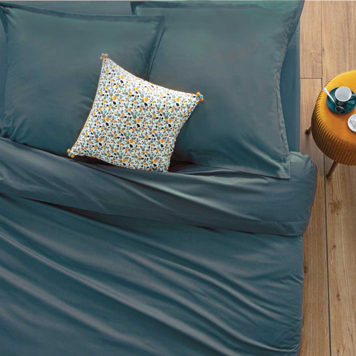 Funda de coj&iacute;n azul 63x63cm