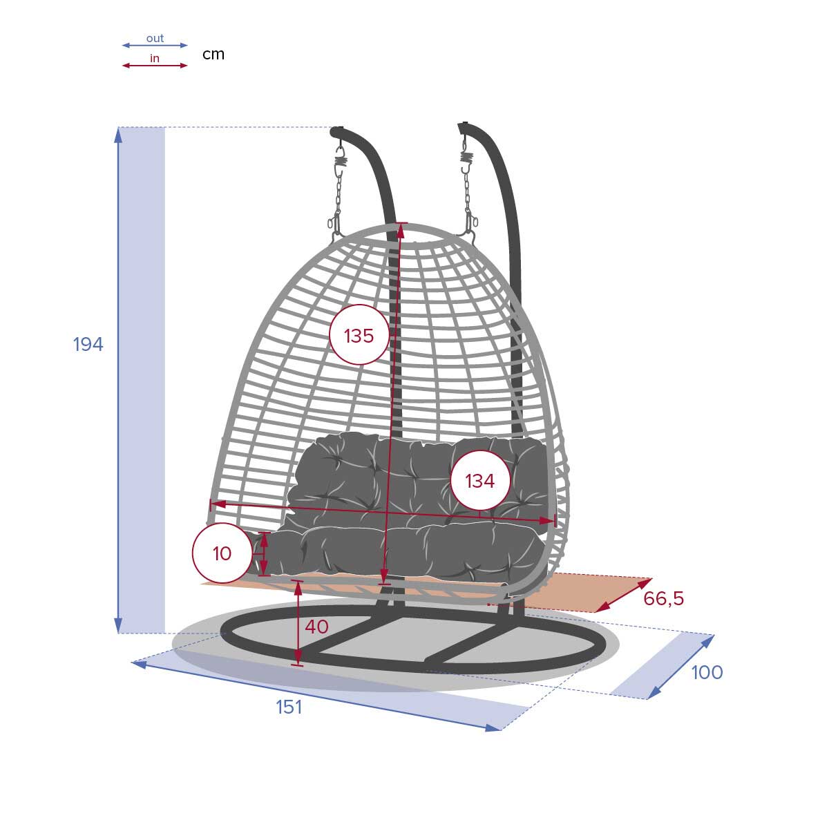 Columpio AJAR de ratán 2 plazas