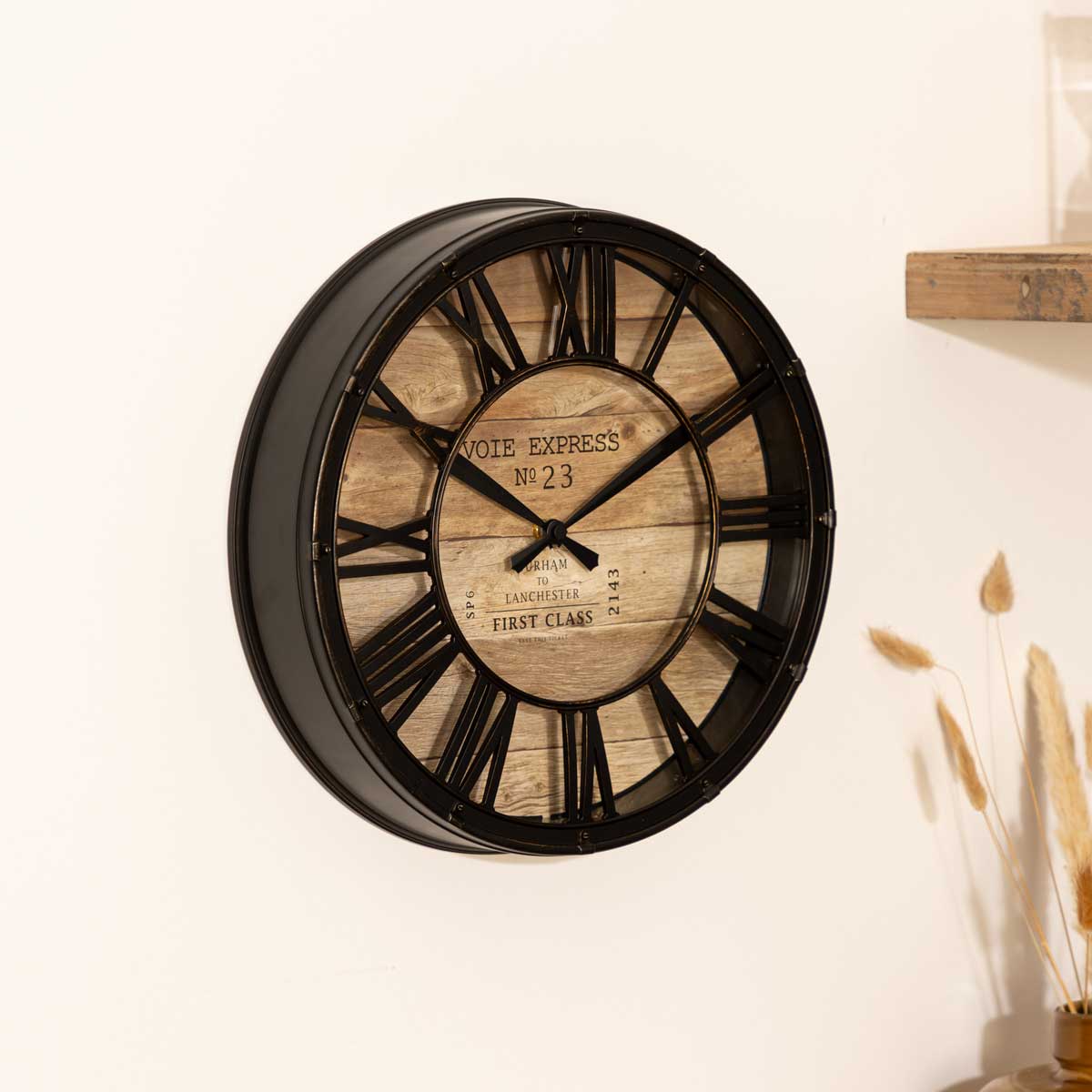 Reloj De Pared Vintage Marrón 39Cm