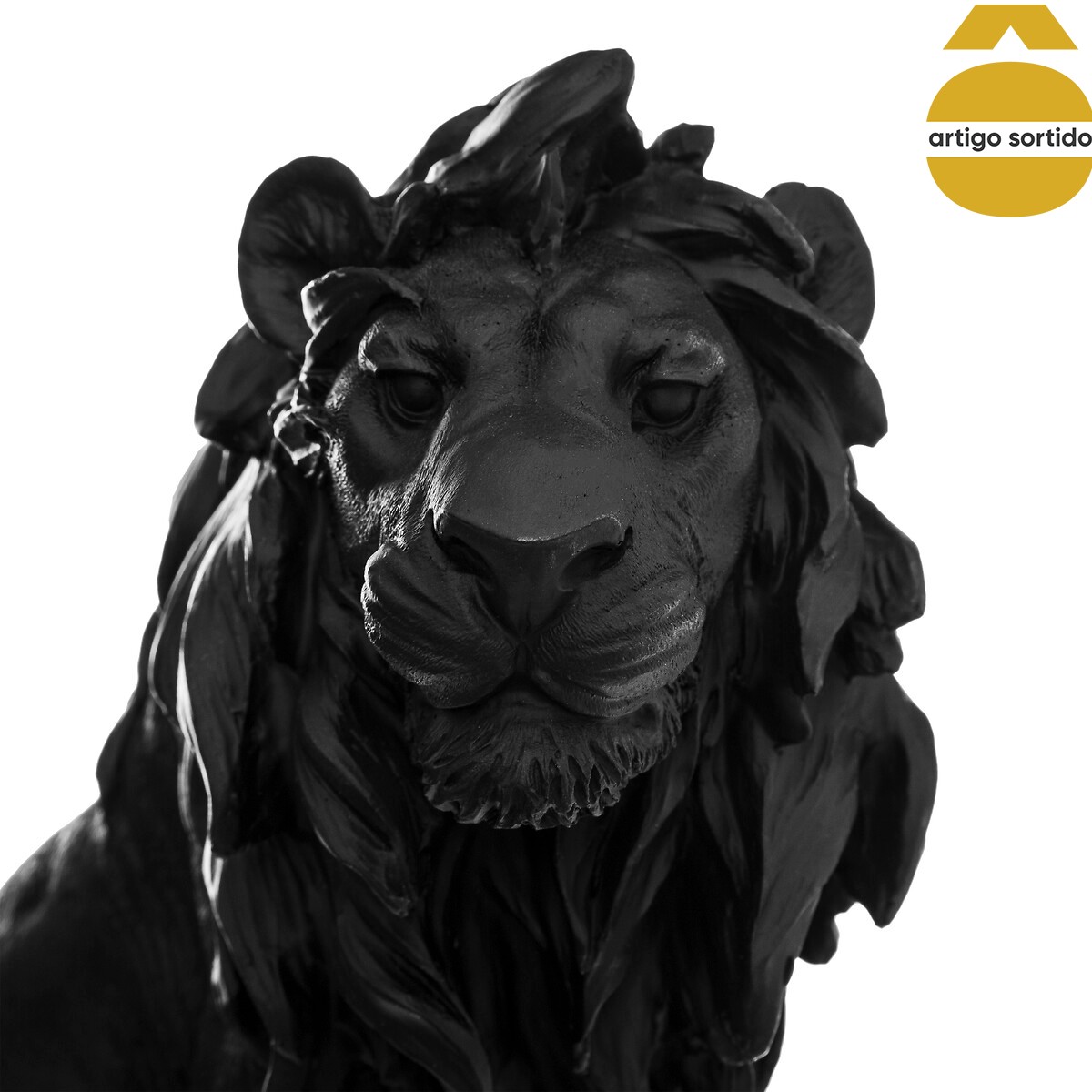 Estatua León Resina Blanco/Negro 31Cm