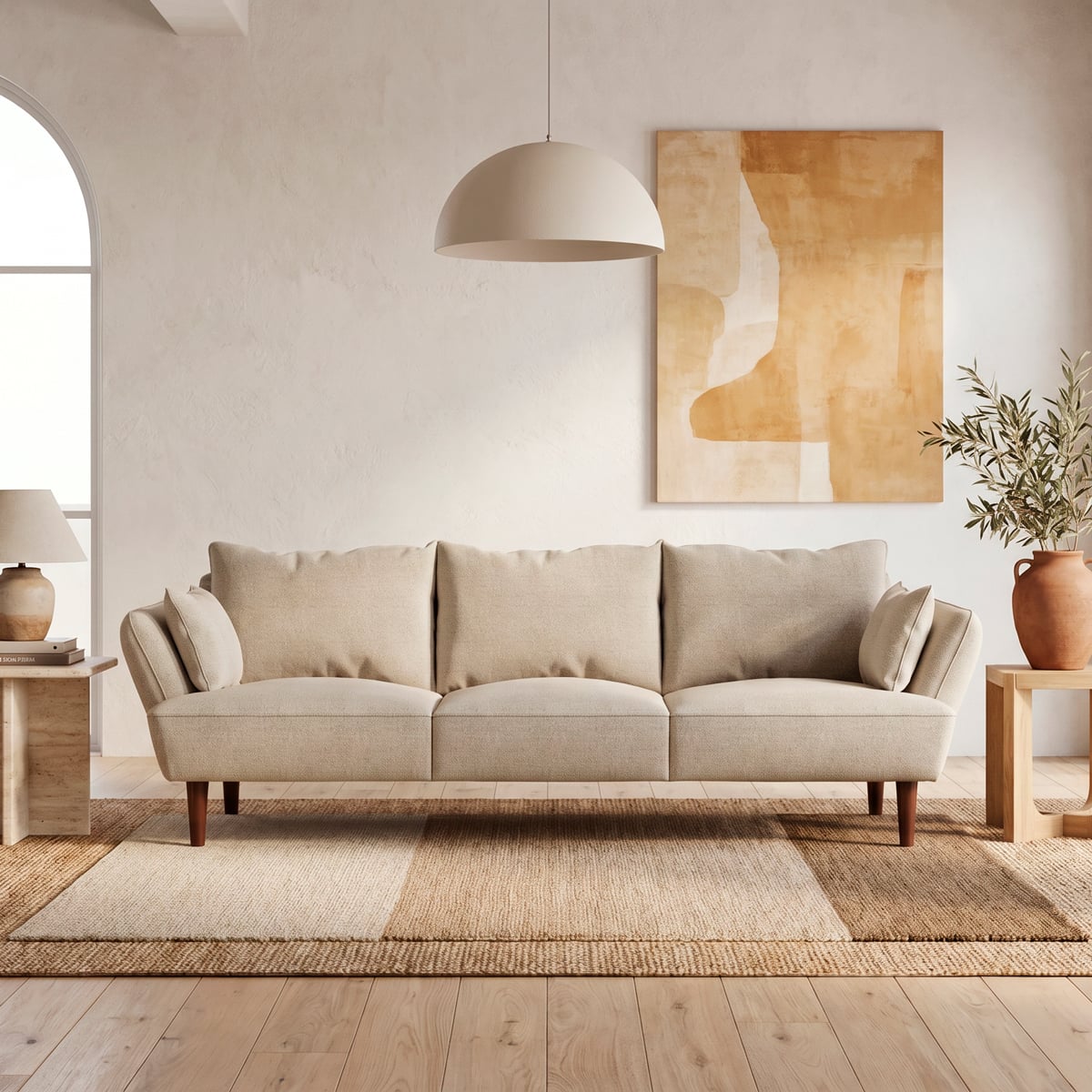 Sof&aacute; Bruges 3 Plazas Beige 225x99x82Cm 