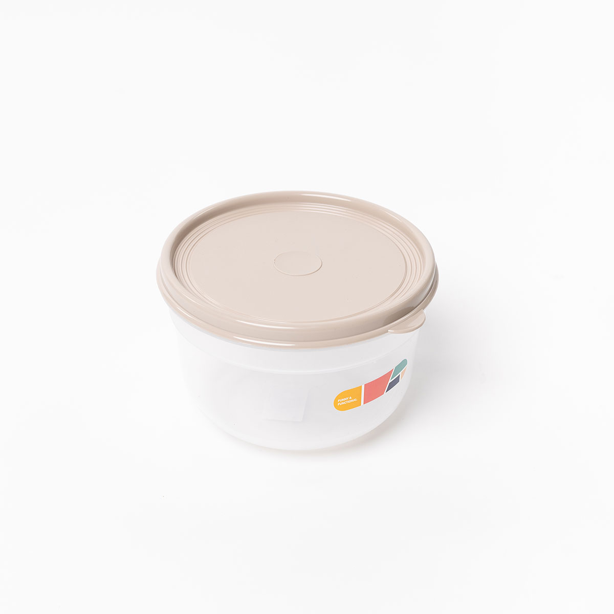 Caja herm&eacute;tica redonda beige 1,4L