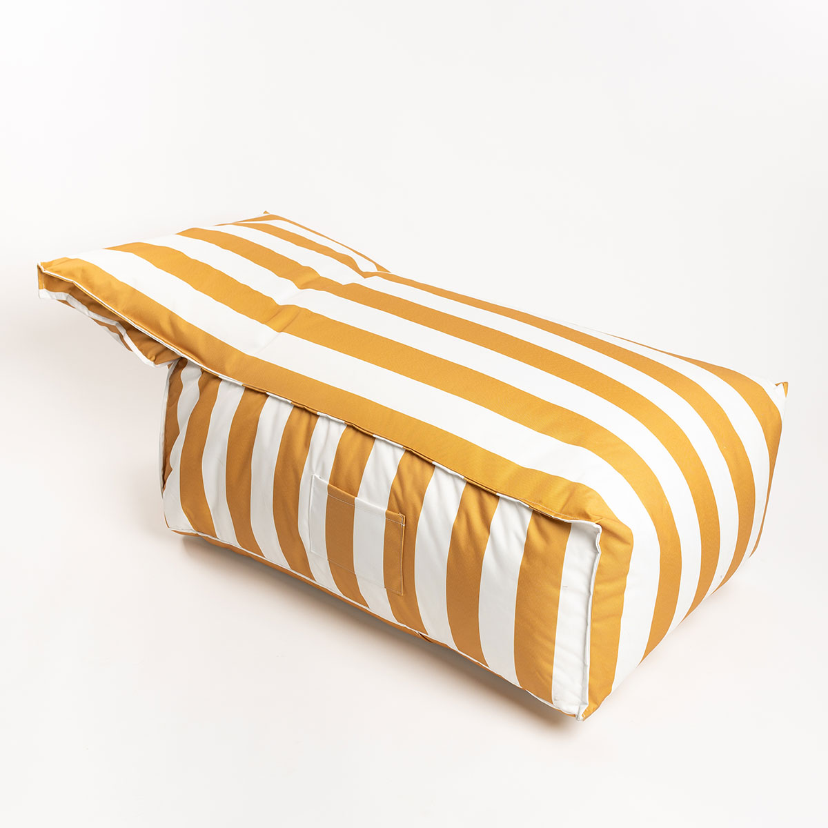 Puf sofa impermeable rayas blancas y amarillas