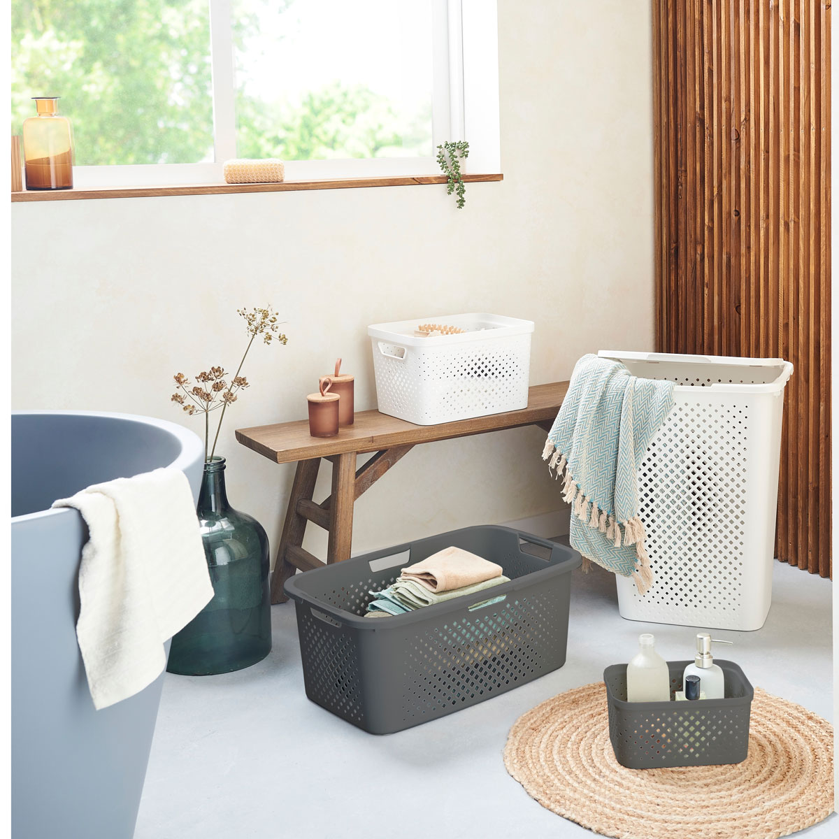 Cesta De Ropa Gris 40L