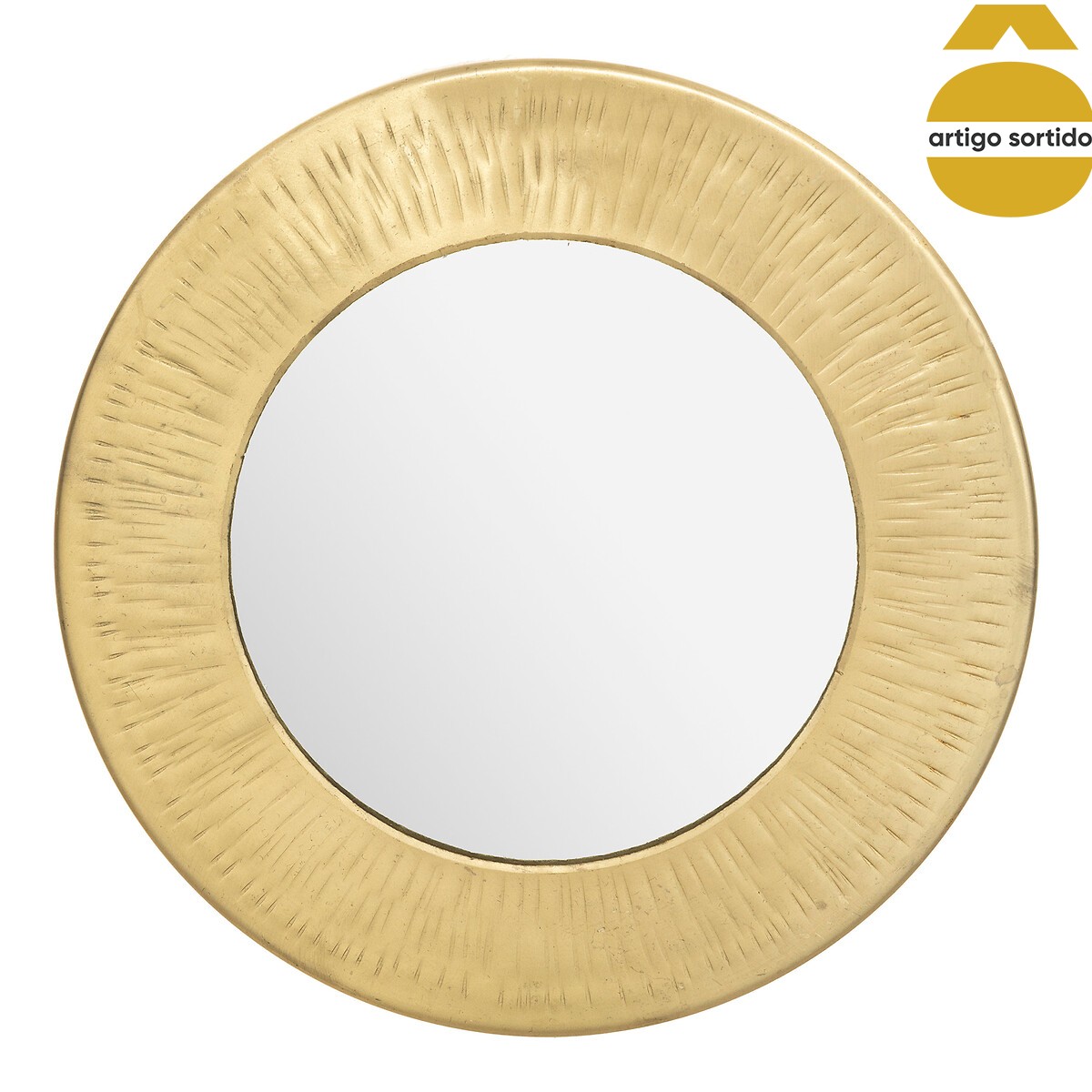 Espelho De Parede Romy Dourado Em Metal Martelado 18cm