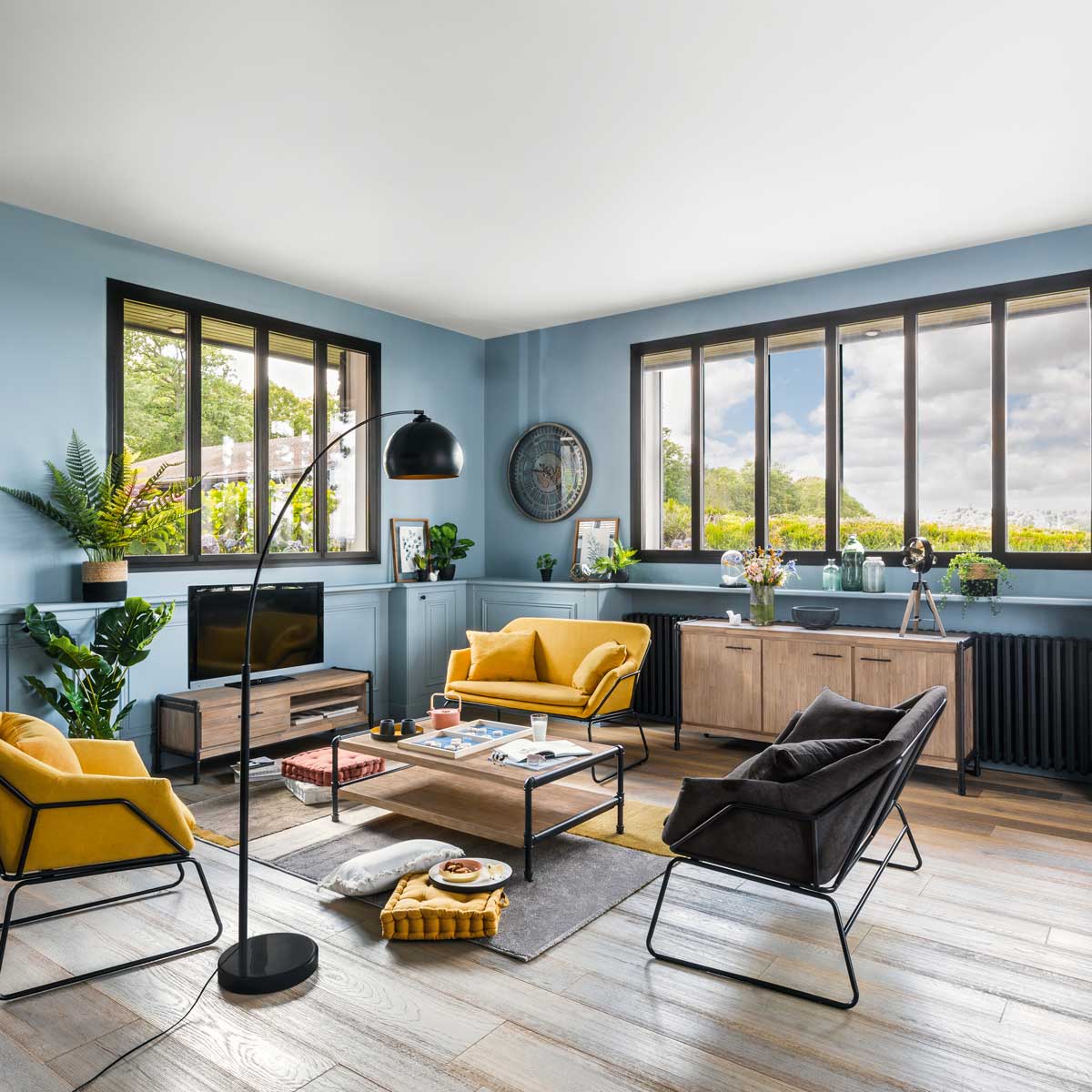 Lámpara De Pie Hyto Negra De Metal 177Cm