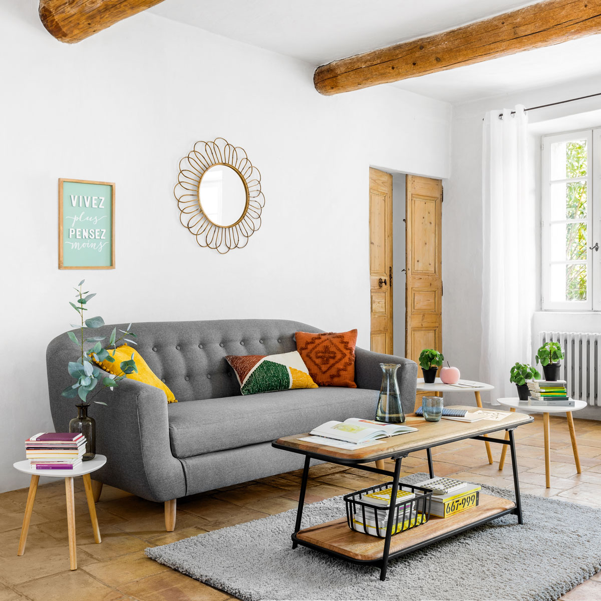 Juego De 3 Mesas Auxiliares 35x40x45Cm 