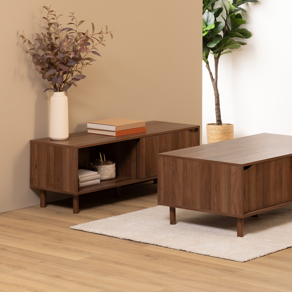 Mueble de TV SLIDY marr&oacute;n de mdf con 2 puertas