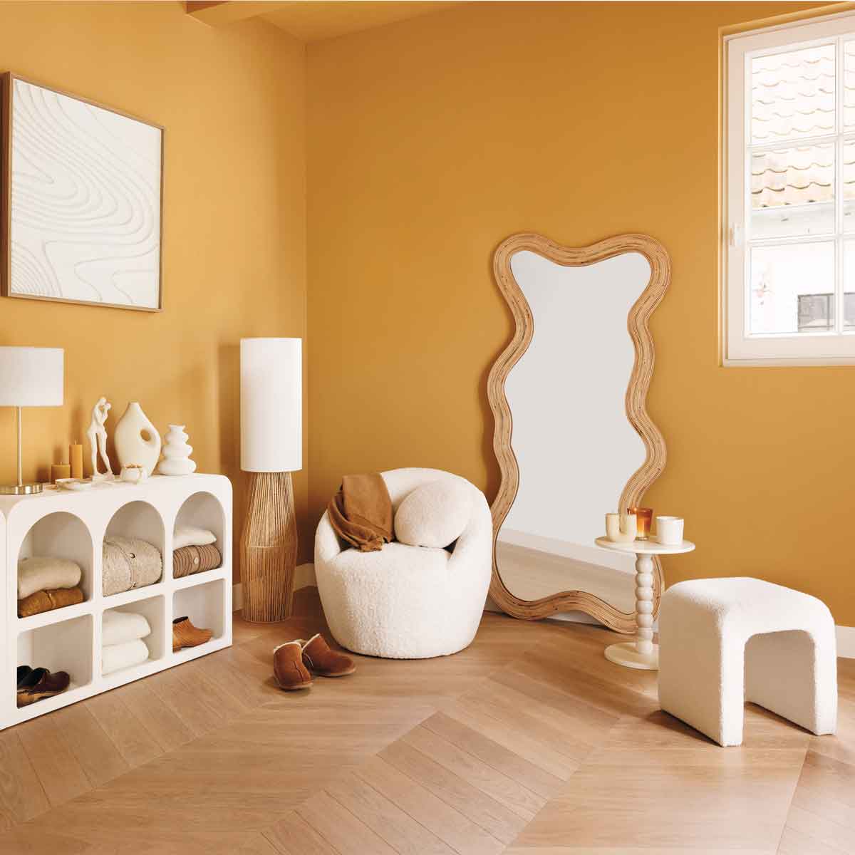 Espejo de pared MAGGIE beige de rat&aacute;n 179.5cm