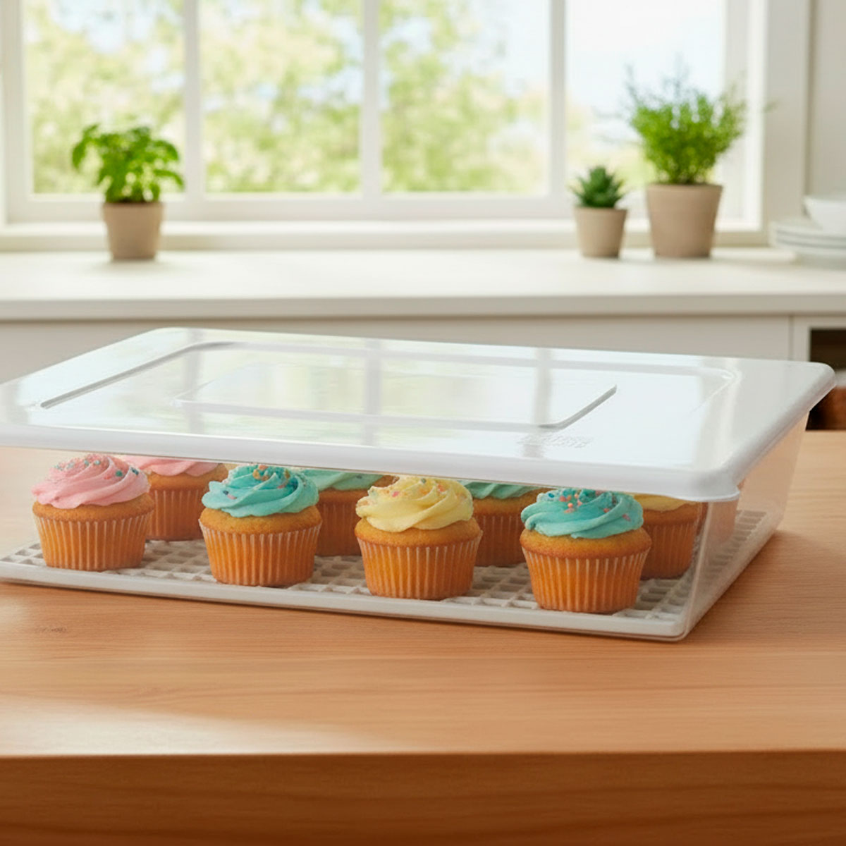 Recipiente Rect. Blanco C/Tapa+Red