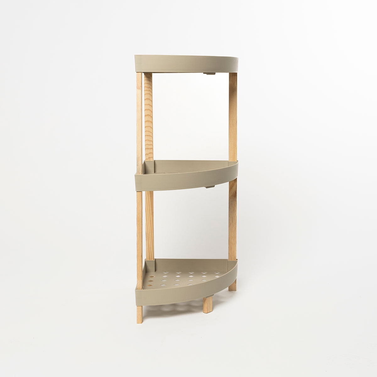 Estante esquinero con 3 niveles beige de madera