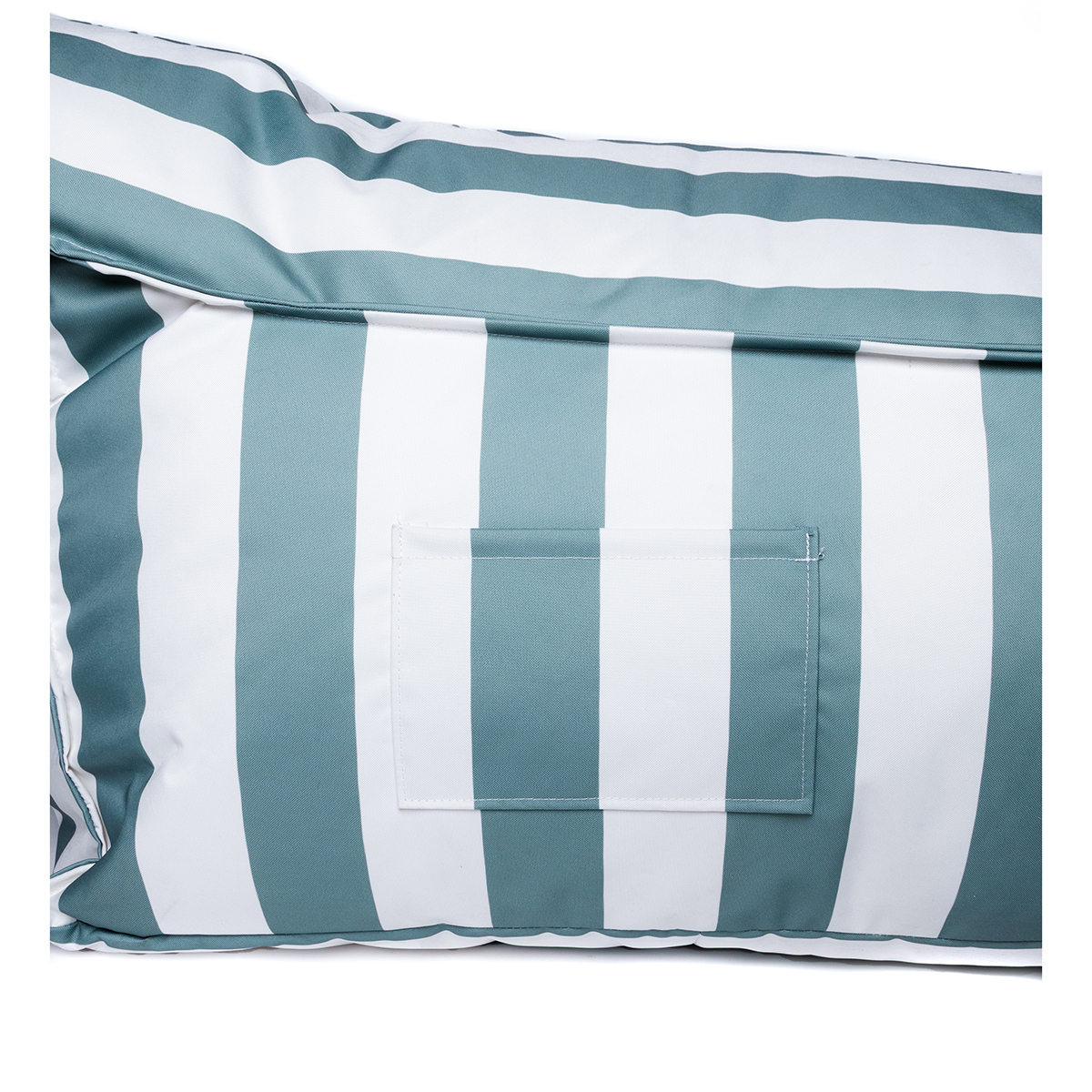 Puf sof&aacute; impermeable a rayas blancas y verdes