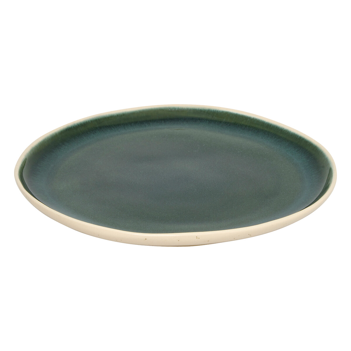 Plato llano WONJA verde de cer&aacute;mica 27cm