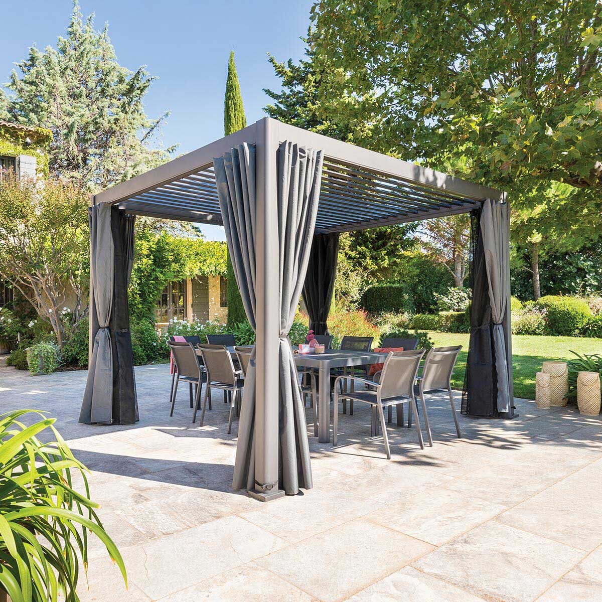 Pérgola ÉVORA gris graphite 3,6x3,6m