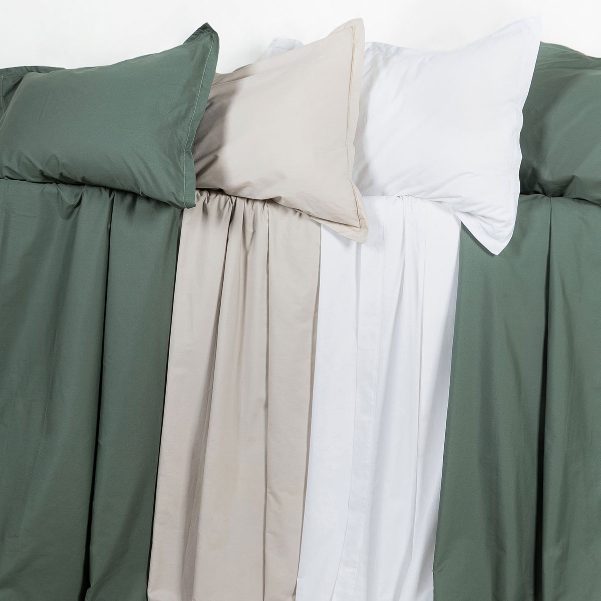 Funda de almohada beige de algodón percal 50x70cm