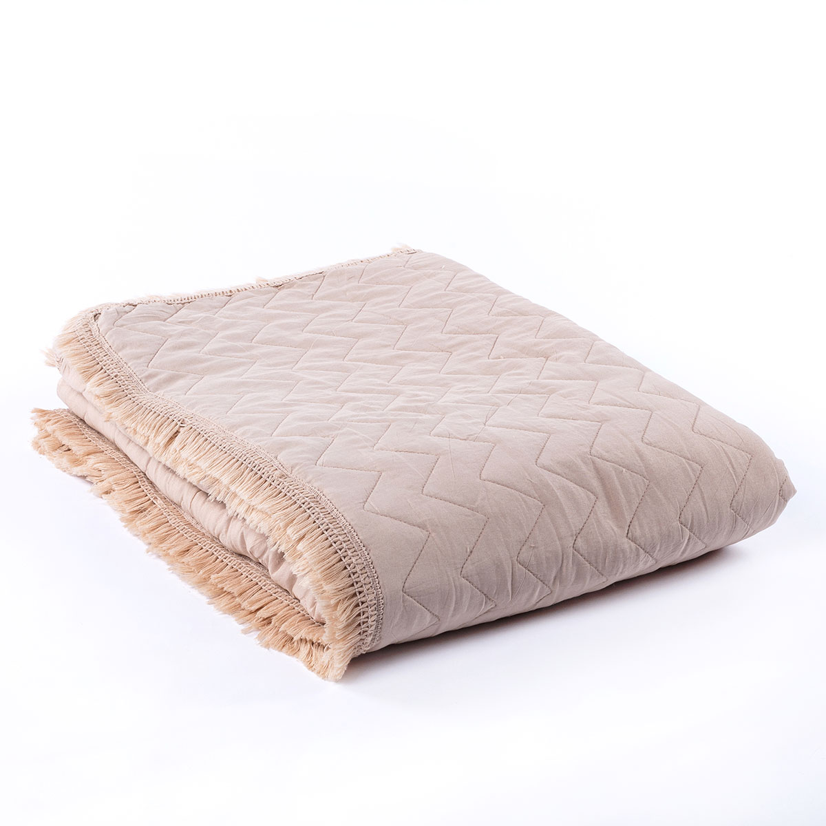 Colcha Bege Com Franjas 220x240cm