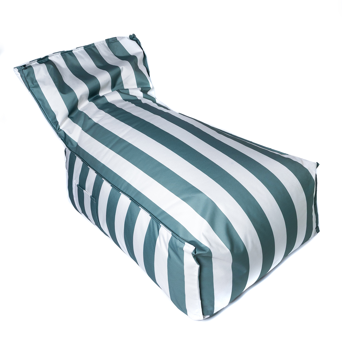 Puf sof&aacute; impermeable a rayas blancas y verdes