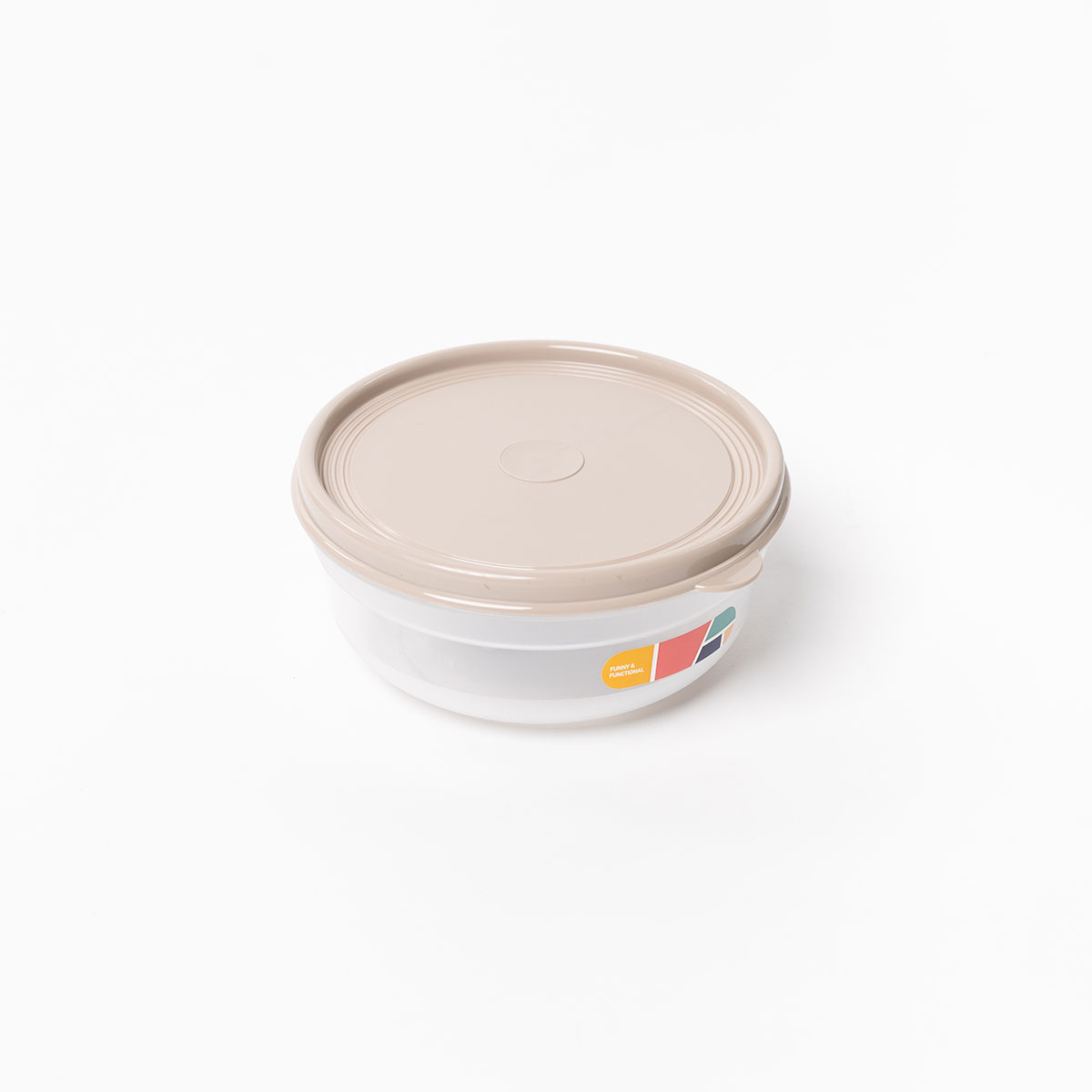 Caja herm&eacute;tica redonda beige 0,8l