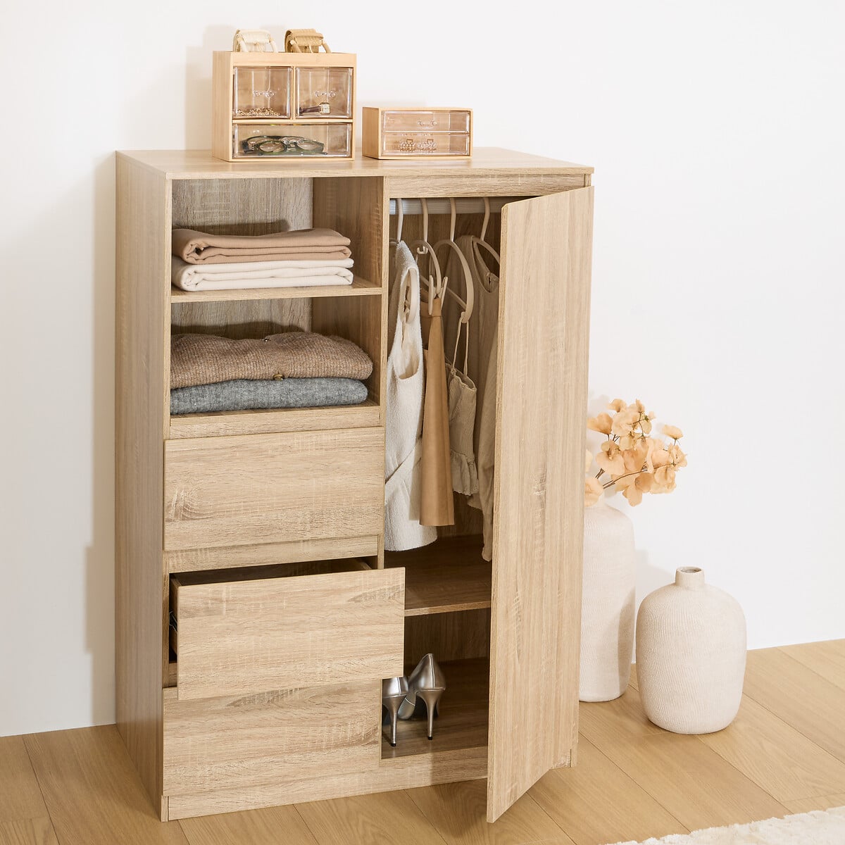 Armario con 3 cajones beige 115cm