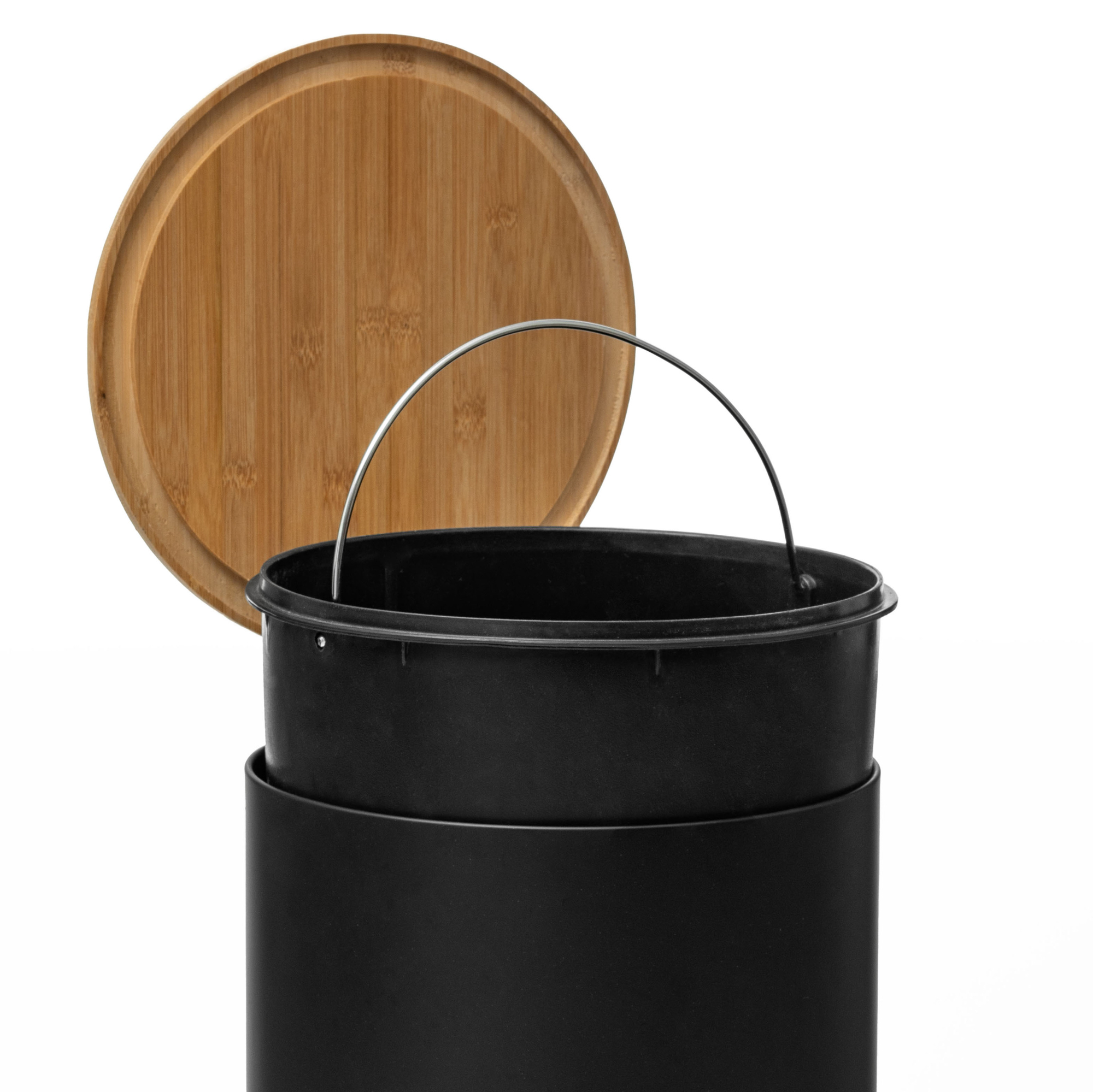 Cubo De basura Con Tapa De Bamb&uacute; 30L