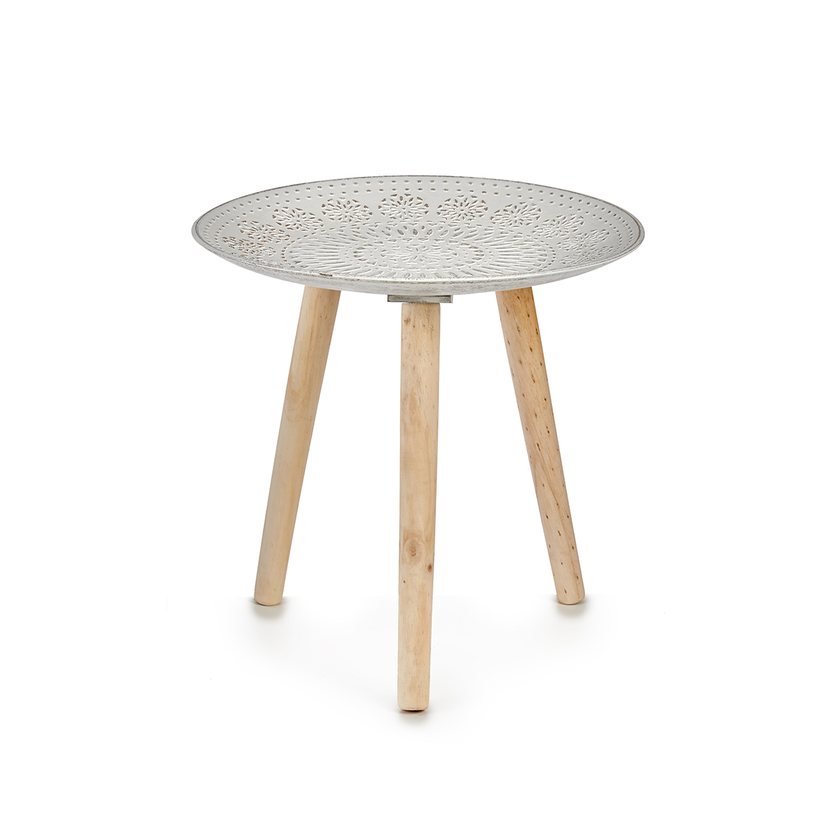 Mesa Auxiliar De Madera Tapa Decorativa Mandala