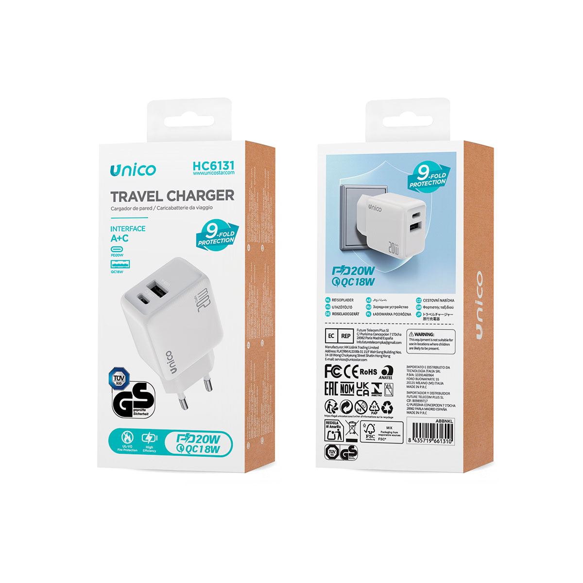 Cargador USB 18W Blanco