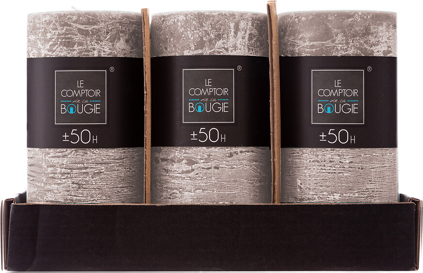 Vela Rústica Cilíndrica Taupe 7x14cm