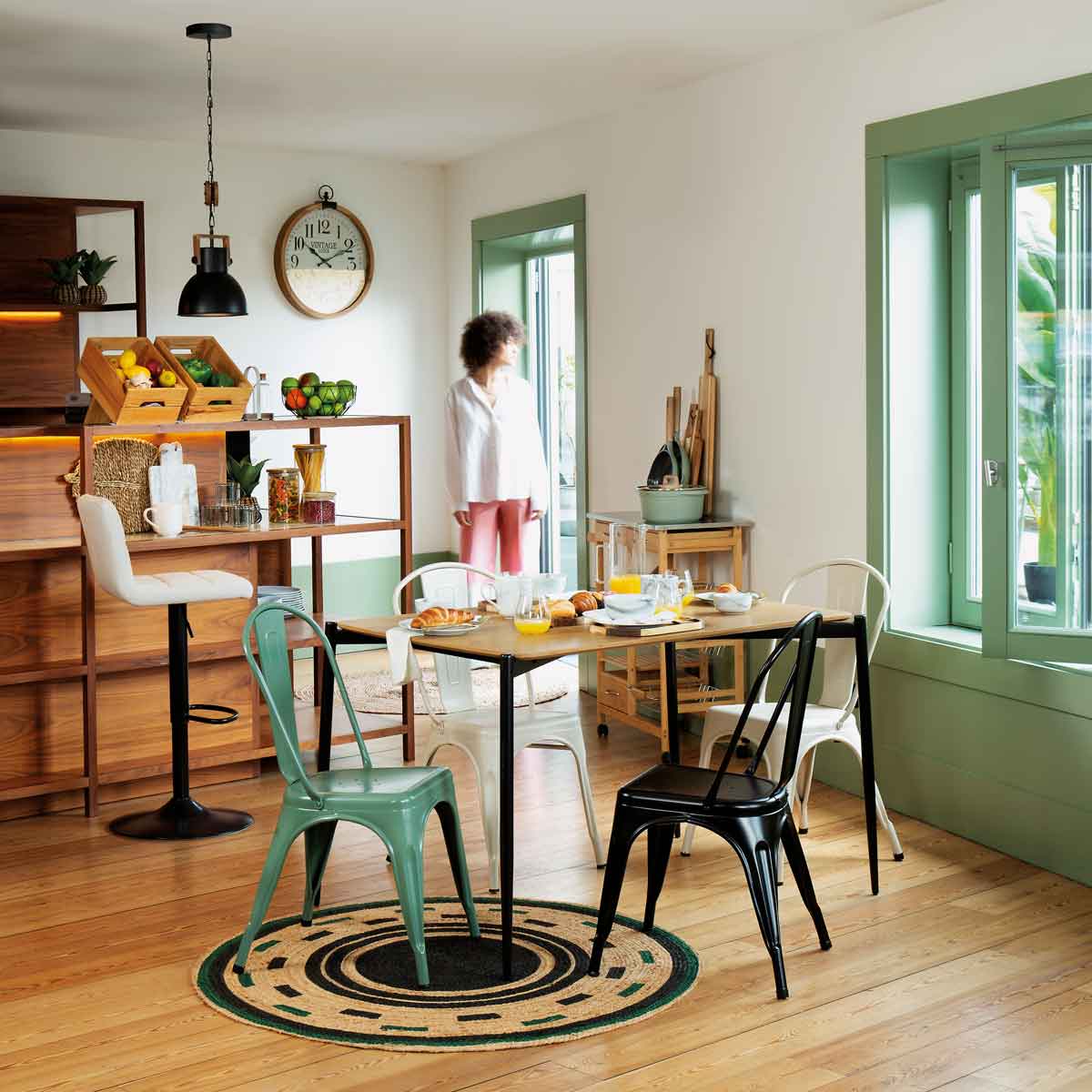 Taburete de bar DELEK ajustable gris