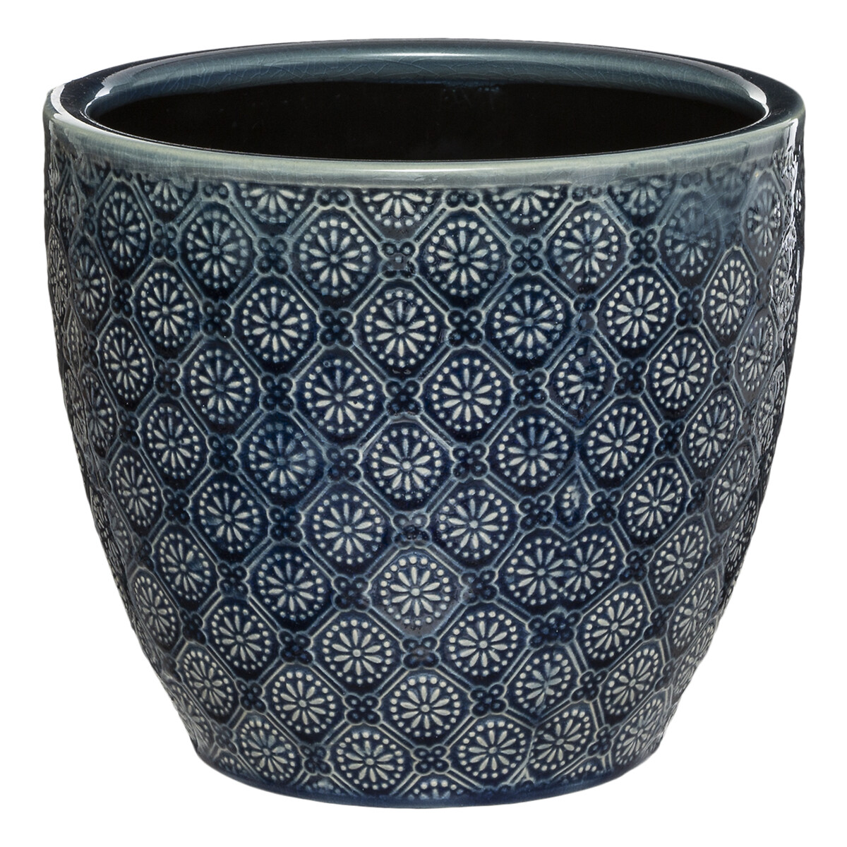 Maceta De Cer&aacute;mica Flor Azul 20x18Cm