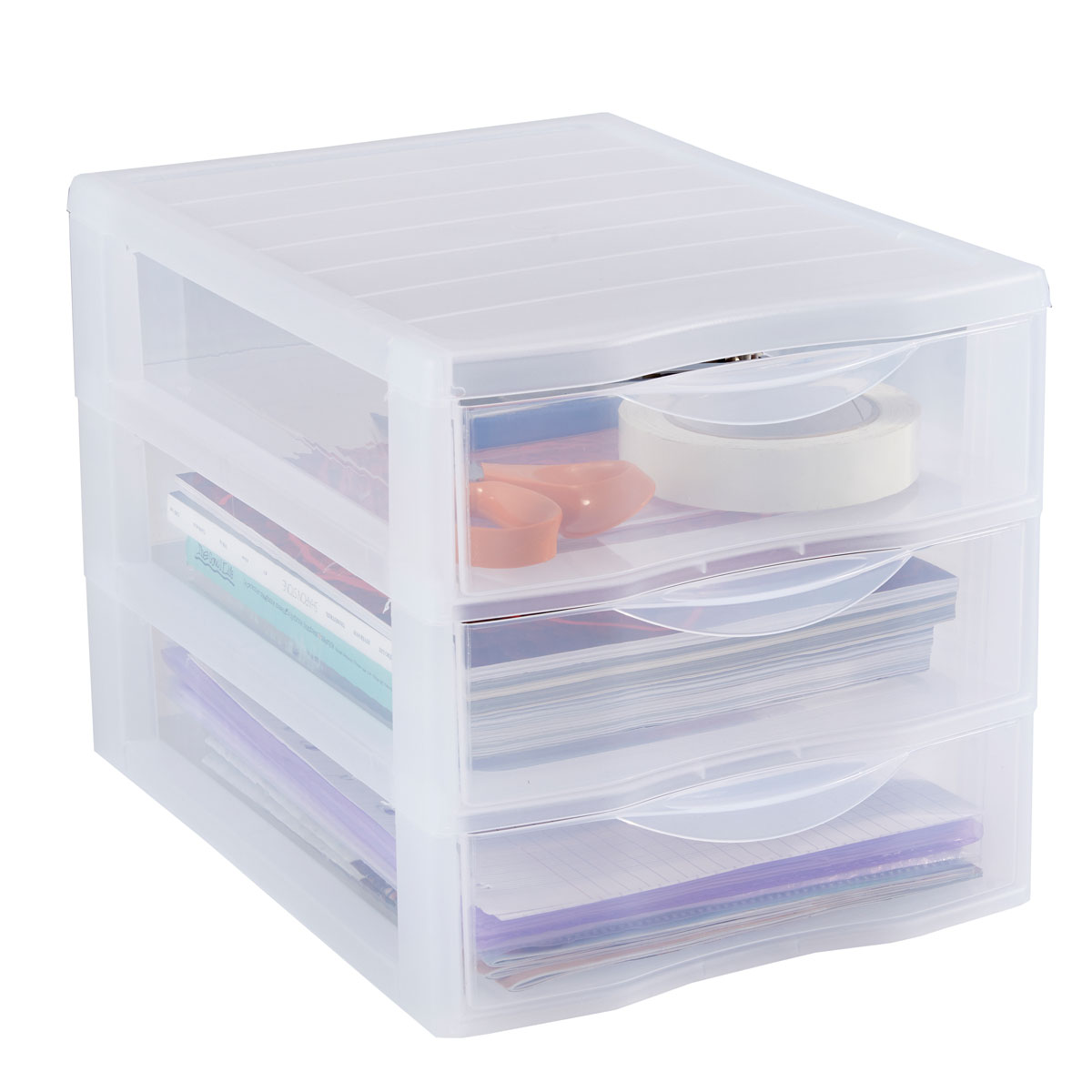Organizador C/3 Cajones A4 Transparente